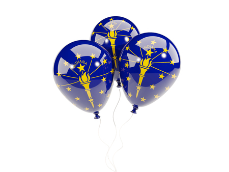 Balloons with flag of indiana. United states local flags. 3D illustrationの写真素材