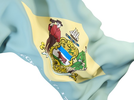 delaware state flag close up. United states local flags. 3D illustrationの写真素材