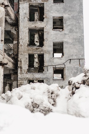 Abandoned buildings in Kamchatka, Russia. Industrial architecture detailsの写真素材