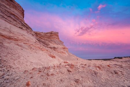 Coal mining at an open pit at sunset. Coal mine in Russiaの写真素材