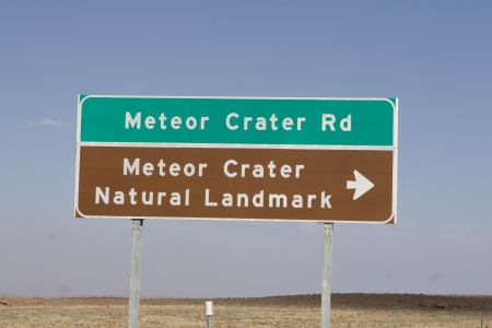 Sign: Meteor Crater の写真素材