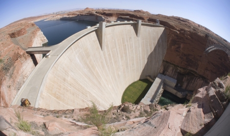 Glen Canyon Dam at Lake Powell & Page, AZの写真素材