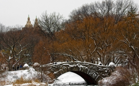 Central Park in winter. Gapstow Bridge.の写真素材