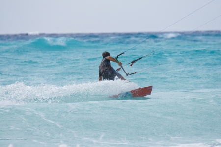 Ready to fly up kite surferの写真素材