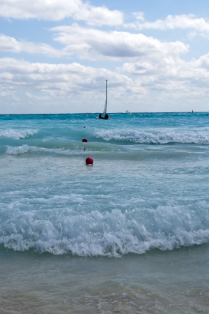 Viwe og Caribbean sea with morning waves の写真素材