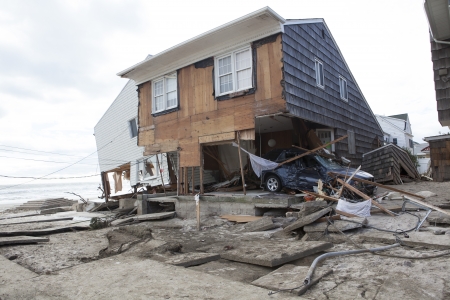 NEW YORK - October 31:Destroyed homes in  Far Rockaway after Hurricane Sandy October 29, 2012 in New...