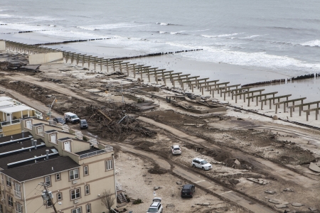 NEW YORK - November 1: Aftermath hurricane Sandy : panoramic view in Far Rockaway area   October 29,...