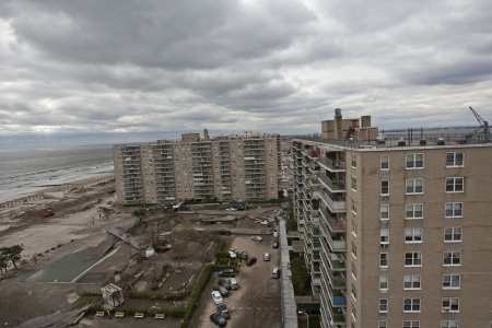 NEW YORK - November 1: Aftermath hurricane Sandy : panoramic view in Far Rockaway area   October 29, 2012 in New York City, NYのeditorial素材