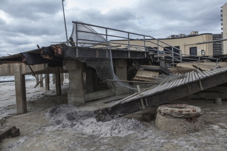 NEW YORK - November 1: Large section of the iconic boardwalk was washed away during Hurricane Sandy...
