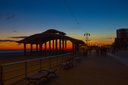 Sunset at Brighton Beach, Brooklynの写真素材