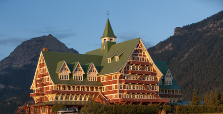 Prince of Wales Hotel in Waterton lakes National park, Alberta, Canadaのeditorial素材