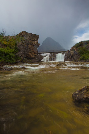 Waterfall in Glacier National Parkの写真素材