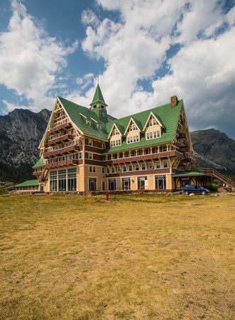 Prince of Wales Hotel in Waterton lakes National park, Alberta, Canadaのeditorial素材