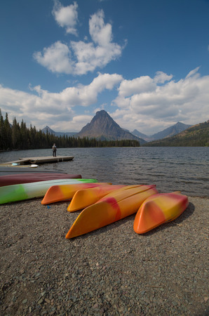 Canoes  at Colter Bay in the Grand Teton National Park.のeditorial素材