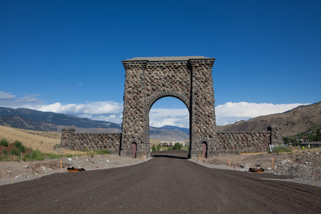 The Roosevelt Arch at the North entrance to Yellowstone National Park.の写真素材