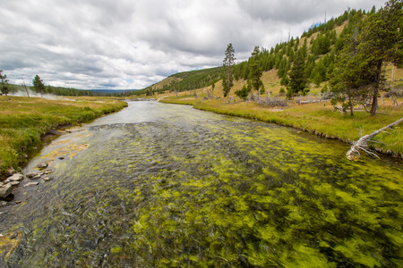River at West Thumb Geyser Basin in Yellowstone National Parkの写真素材