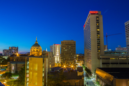 PHILADELPHIA - September 1, 2016: Cityscape with street and Downtown Skyline of Philadelphia, Pennsylvania, USAのeditorial素材