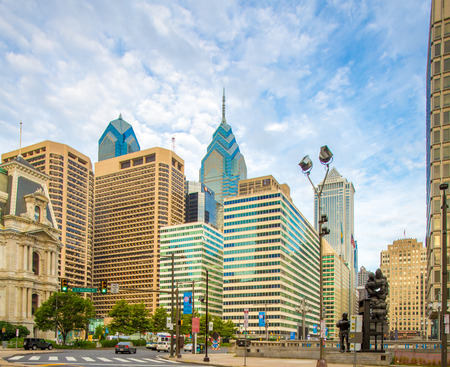 PHILADELPHIA - June7, 2016: Cityscape with street and Downtown Skyline of Philadelphia, Pennsylvania, USAのeditorial素材