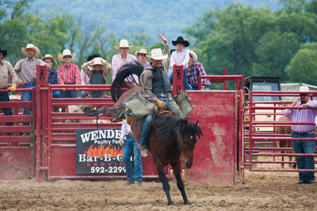 Ellicottville, New York - July 4 : Cowboy Participating Competition. Championship Rodeo, Located in the beautiful Enchanted Mountains that surround Ellicottville New York, USA on July 4 2011のeditorial素材