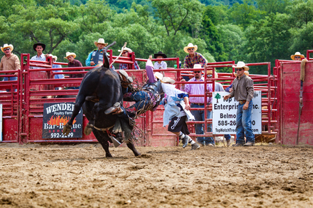 Ellicottville, New York - July 4 : Cowboy Participating Competition. Championship Rodeo, Located in the beautiful Enchanted Mountains that surround Ellicottville New York, USA on July 4 2011のeditorial素材