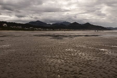 Cannon beach at low tide , Oregonの写真素材