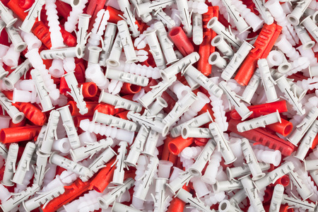 Plastic dowels for concrete wall, textured image の写真素材