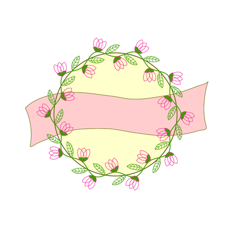 Hand-drawn floral frameのイラスト素材