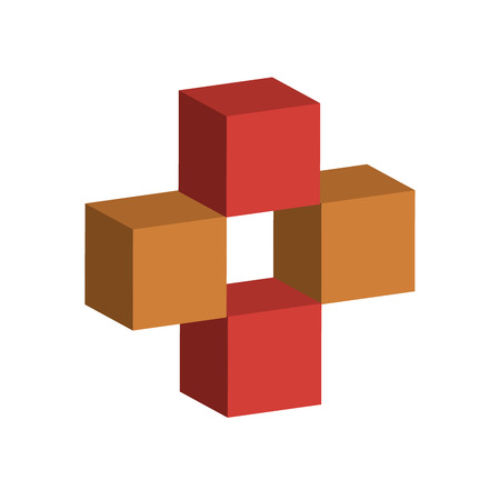 Red and yellow square box. Cardboard box, container, packaging.のイラスト素材