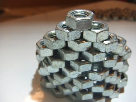 Metal nut isolated on white backgroundの写真素材