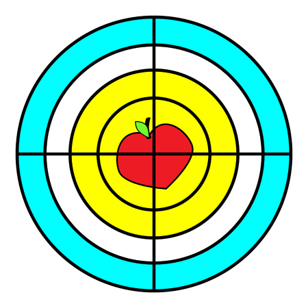 Goal. Icon. Red, yellow. Vector flat. Strategy sign symbol The Apple and heartのイラスト素材