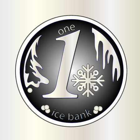 Shiny silver round coin With snowflake. Vector.のイラスト素材