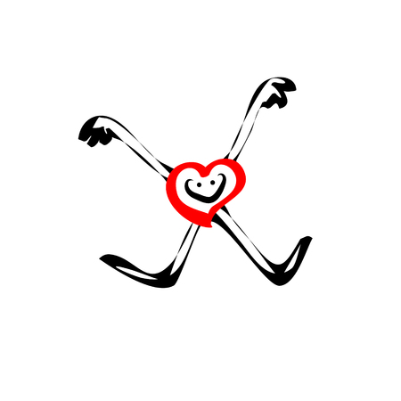 Happy man red heart vector.のイラスト素材