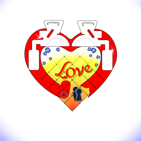 Red heart frame design elements for Valentine's Day.のイラスト素材