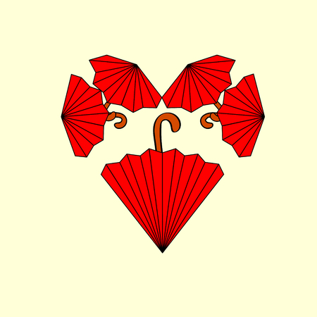 Umbrellas and heart. Postcard for Valentine s Day.  Abstraction vector illustration.のイラスト素材
