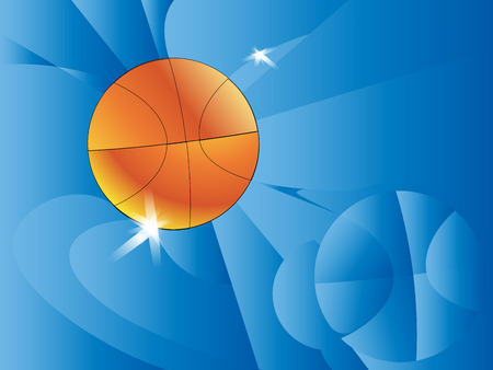 Abstract sports background. Vector illustration with ball for design. The star touches the ball basketball. A pseudo polygon. Basketball themed blue background.のイラスト素材