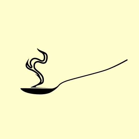 A spoon icon of hot food and steam. Vector. Isolated Illustrationのイラスト素材