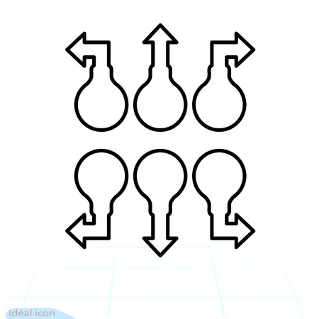 Modern high-tech bulb with an arrow. Light bulb arrows. Innovation business marketing strategy concept, infographic. Vector illustrationのイラスト素材