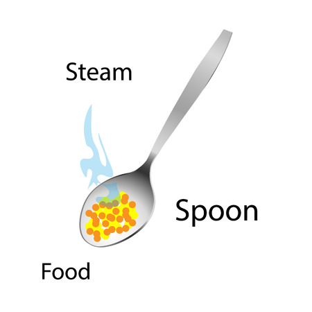 A spoon icon of hot food and steam. Vector Isolated Illustrationのイラスト素材