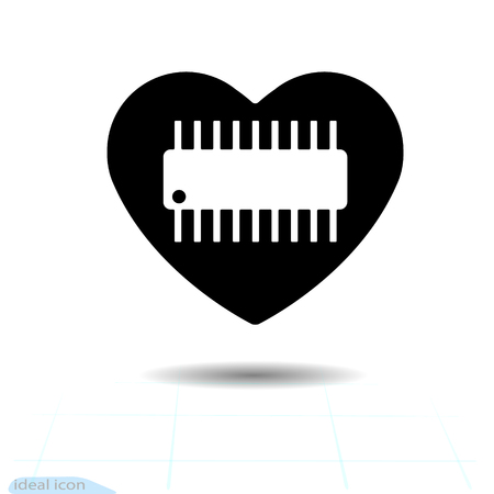 Microcircuit icon in heart . Illustration of microcircuit vector icon for web and valentines dayのイラスト素材