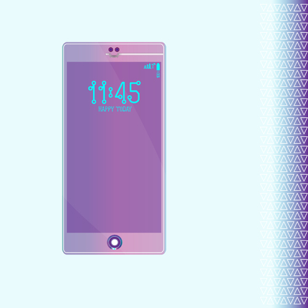 Purple, ultraviolet realistic smartphone with no background screensaver, isolated on white. Vector illustration. For printing, web element, game demo and application mock-up.のイラスト素材