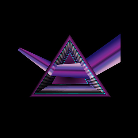Triangle refraction of spectrum graphic light. Vector illustration ultraviolet spectrum of render of ultraviolet color palette on black background. Color of the year 2018.のイラスト素材