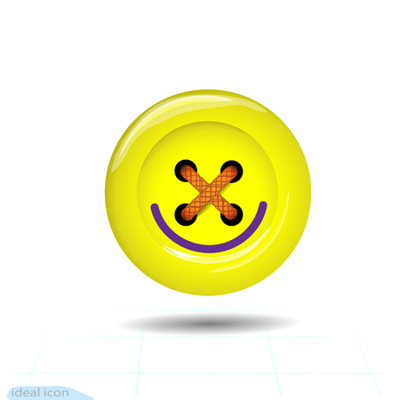 Clothes button vector icon with a smile in yellow bright colors.のイラスト素材