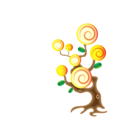 Fantasy magic tree, object for witchcraft vector design illustration.のイラスト素材