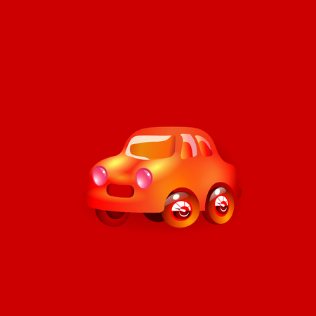 The most top-End toy car red color in style Funny Vector. Bright for baby. Cartoon innovation. Car wash design vector abstract modern illustration Logo.のイラスト素材
