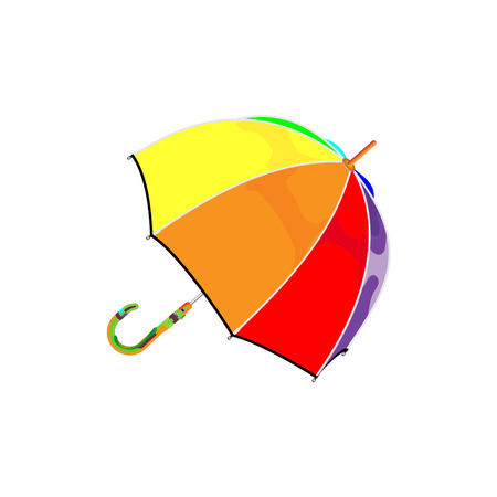 Colorful rainbow umbrella. Vectors illustration of modern opened umbrella, isolated on white background.のイラスト素材