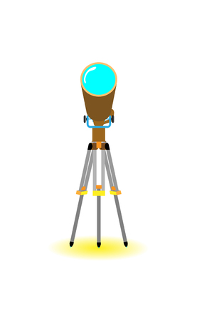 Telescope flat with yellow shadow in white backgroundのイラスト素材