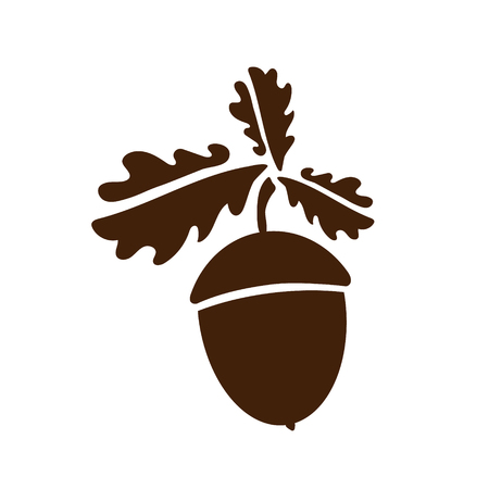 Acorn icon isolated. Vector art leaves and fruitsのイラスト素材