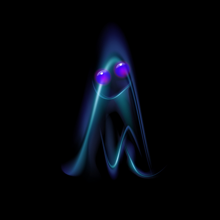 Cute ghost transparent in black background. Vector illustration eps 10 for designers.のイラスト素材