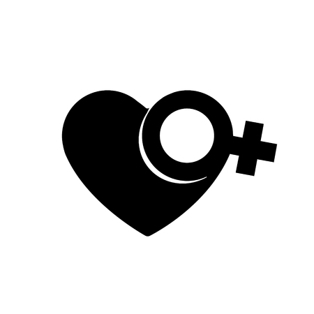 Sign female gender in black as coal heart icon. A symbol of love. Valentines Day.のイラスト素材