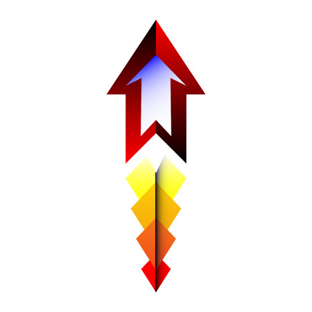Geometric rocket, fire arrows and space pointer. Mini-mockup direction symbol.のイラスト素材